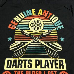 "Genuine Antique Darts Player" Adult M Black NOS T-Shirt